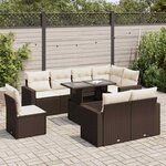 vidaXL Salon de jardin avec coussins 9 Pièces marron résine tressée