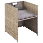 vidaXL Ensemble de bistro 3 Pièces avec coussins résine tressée beige