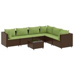 vidaXL Salon de jardin avec coussins 7 Pièces marron résine tressée