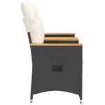 vidaXL Canapé de jardin inclinable 2 places avec table noir poly rotin