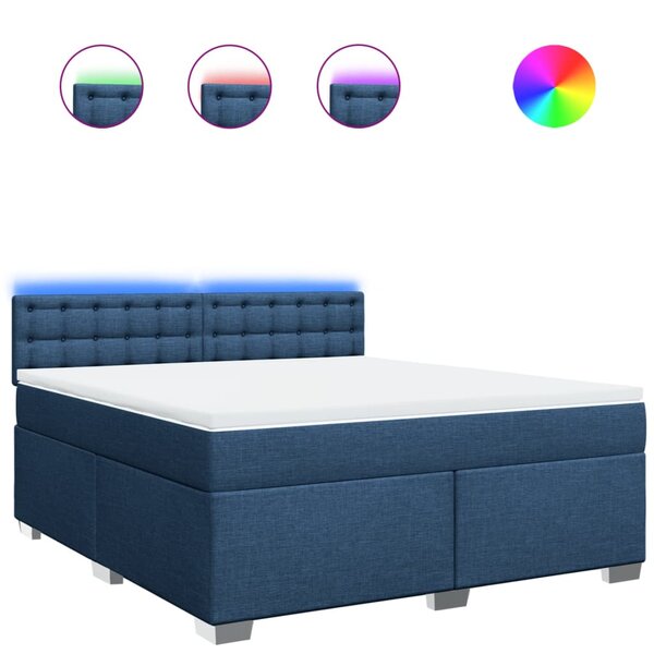 vidaXL Sommier à lattes de lit avec matelas Bleu 180x200 cm Tissu