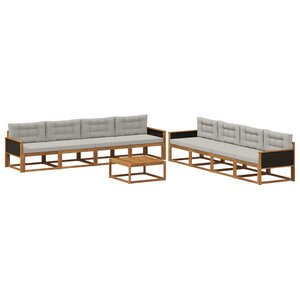 vidaXL Ensemble de canapés d'extérieur 9 Pièces Naturel et Gris clair
