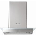 Hotte décor murale BRANDT AD1186X - Larg 60cm - Évacuation / Recyclage - Débit évacuation air 800m3-h - 3 vitesses - Inox + Verre