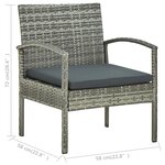 vidaXL Salon de jardin 4 Pièces avec coussins résine tressée gris