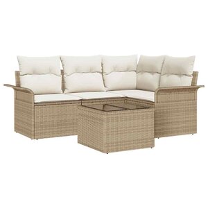 vidaXL Ensemble de canapé de jardin 5 Pièces Beige Poly rotin