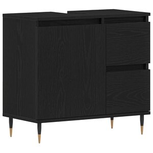vidaXL Cabinet de salle de bain avec tiroir Chêne noir 65 x 33 x 60 cm