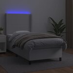 vidaXL Sommier à lattes de lit matelas LED Blanc 90x190cm Similicuir