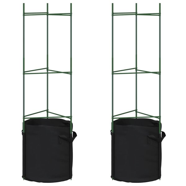 vidaXL Cage à tomates avec sac à plantes 2 Pièces 116 cm acier et PP