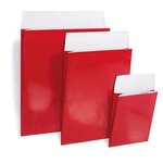Pochette cadeau pelliculée rouge à poignée découpée 20 x 24 x 8 cm (lot de 100)