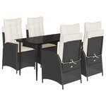 vidaXL Ensemble à manger de jardin coussins 5Pièces Noir Résine tressée