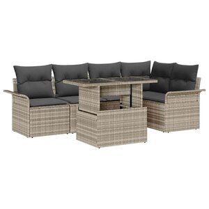 vidaXL Ensemble de canapé de jardin 6 Pièces Gris clair Poly rotin