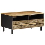 vidaXL Table basse noir 80x54x40 cm bois massif de manguier brut