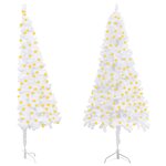 vidaXL Arbre de Noël artificiel d'angle pré-éclairé blanc 120 cm PVC
