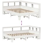 vidaXL Lit bibliothèque sans matelas blanc 140x190 cm bois pin massif