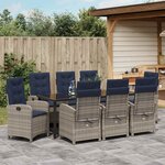 vidaXL Ensemble de salle à manger pour jardin 9 Pièces Gris polyrotin