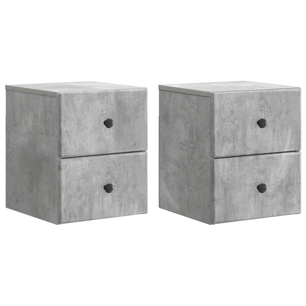 vidaXL Cabinet de chevet mural 2 Pièces Gris béton 34 5 x 33 x 40 cm