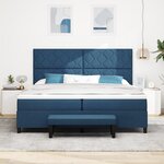 vidaXL Lit à ressort avec matelas et banc bleu 200x200 cm en tissu