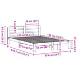 vidaXL Cadre de lit sans matelas cire marron 135x190cm bois pin massif