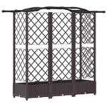 vidaXL Lit Élevé avec Treillis et Toit Marron 163 x 40 x 126 cm PP