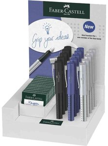 15 Stylo plume GRIP 2011, dans un présentoir, couleurs assorties FABER-CASTELL