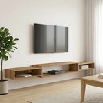 vidaXL Meuble TV mural Montage mural Chêne artisanal 220 x 28 x 21 cm