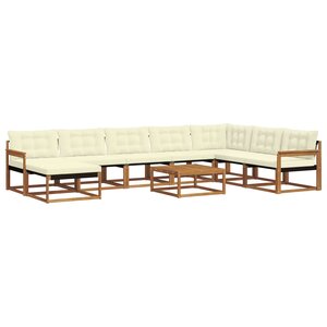 vidaXL Ensemble de canapés d'extérieur 9 Pièces Naturel et Crème