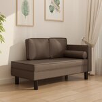 vidaXL Chaise longue avec coussins et traversin marron similicuir