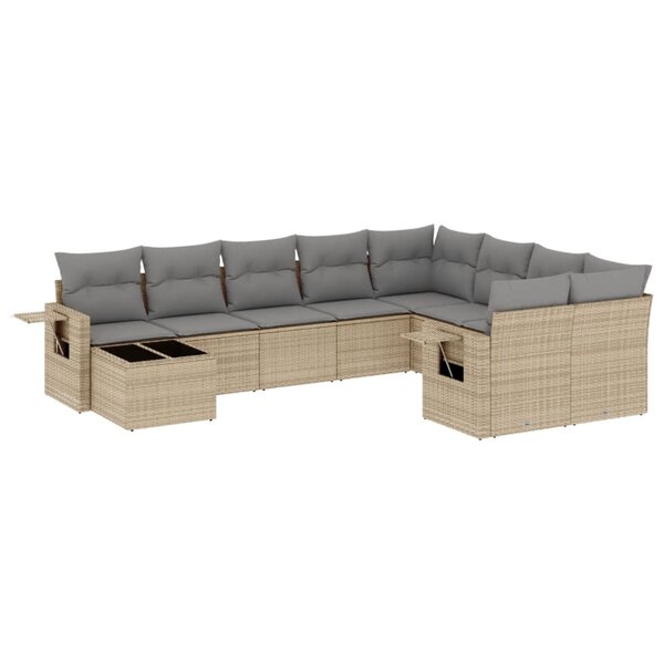 vidaXL Salon de jardin avec coussins 10 Pièces beige résine tressée