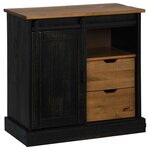 vidaXL Buffet HALDEN porte coulissante noir 80x40x80 cm bois massif