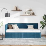 vidaXL Cadre de lit d'angle avec tête de lit Bleu 90 x 190 cm Velours
