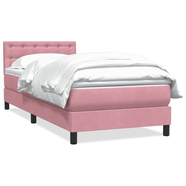 vidaXL Sommier à lattes de lit avec matelas rose 90x210 cm velours