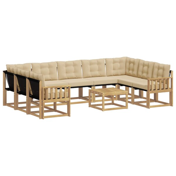 vidaXL Ensemble de canapés d'extérieur 10 Pièces Blanc et Beige