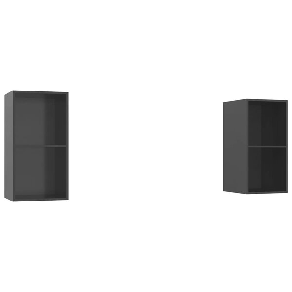 vidaXL Meubles TV muraux 2 Pièces Gris brillant Bois d'ingénierie