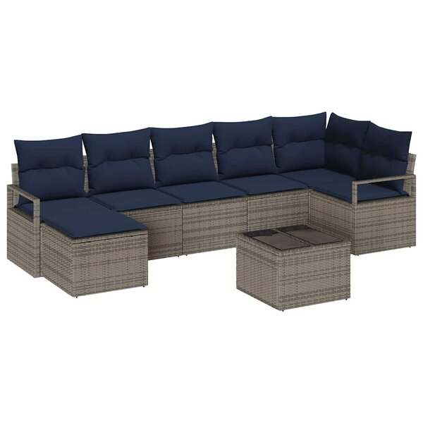 vidaXL Ensemble de Canapés avec coussin 8 Pièces Gris polyrotin