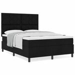 vidaXL Lit à ressorts avec matelas Noir 140 x 200 cm tissu