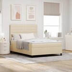 vidaXL Lit à ressorts avec matelas avec LED Crème 140 x 190 cm tissu