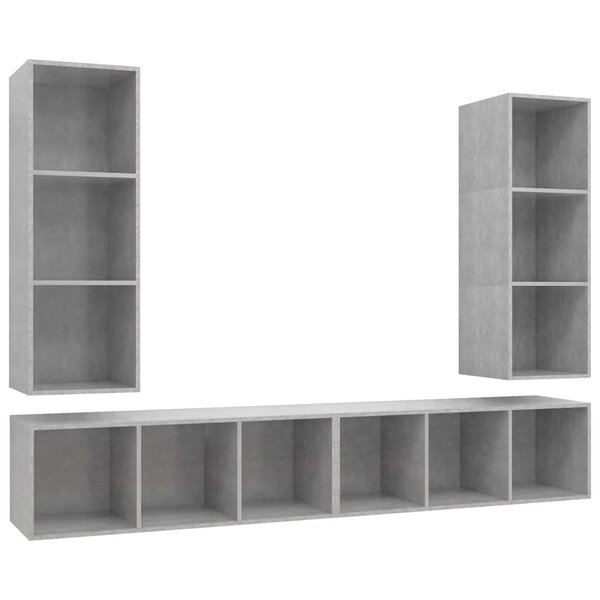 vidaXL Meubles TV muraux 4 Pièces Gris béton Aggloméré