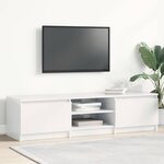 vidaXL Meuble TV blanc brillant 140x40x35 5 cm bois d'ingénierie