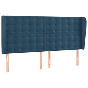 vidaXL Tête de lit avec oreilles Bleu foncé 163x23x118/128 cm Velours