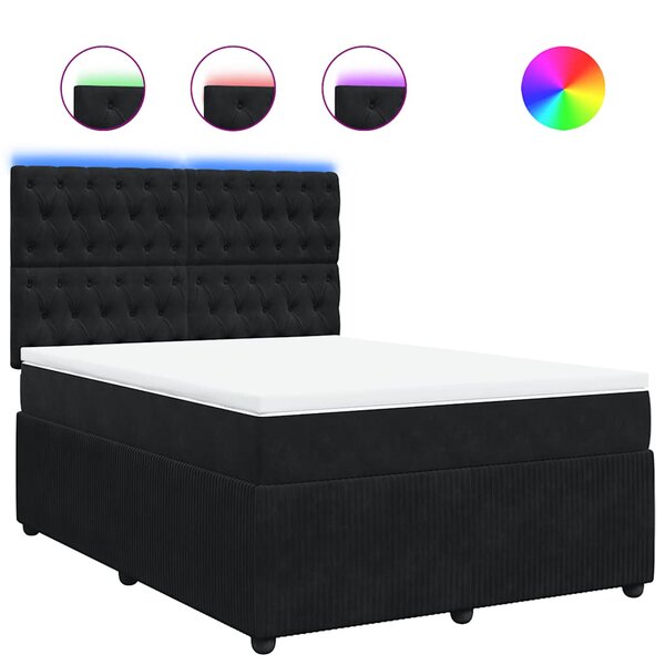 vidaXL Sommier à lattes de lit avec matelas Noir 140x200 cm Velours