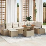 vidaXL Ensemble de canapé de jardin avec coussin 8 Pièces Beige  Crème
