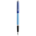 Stylo plume waterman hémisphère  laque bleue  finition palladium  plume fine en acier inoxydable  coffret cadeau