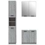 vidaXL Ensemble d'armoires de salle de bain 3 Pièces sonoma gris