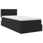 vidaXL Lit de rangement LED avec matelas Noir 100 x 200 cm Velours