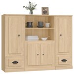 vidaXL Buffets 3 Pièces chêne sonoma bois d'ingénierie