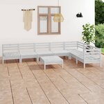 vidaXL Salon de jardin 8 Pièces Bois de pin massif Blanc