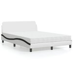 vidaXL Lit avec matelas blanc et noir 140x200 cm similicuir