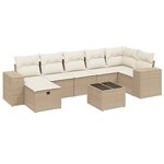 vidaXL Salon de jardin avec coussins 8 Pièces beige résine tressée