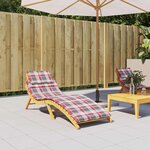 vidaXL Coussin de chaise longue à carreaux rouge 186x58x4 cm