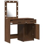 Ensemble de coiffeuse 2 pièces avec LED en bois d'ingénierie chêne noir